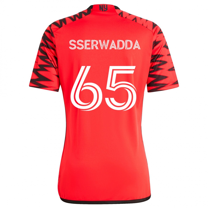 Niño Camiseta Steven Sserwadda #65 Rojo Negro Blanco 2ª Equipación 2024/25 La Camisa Chile