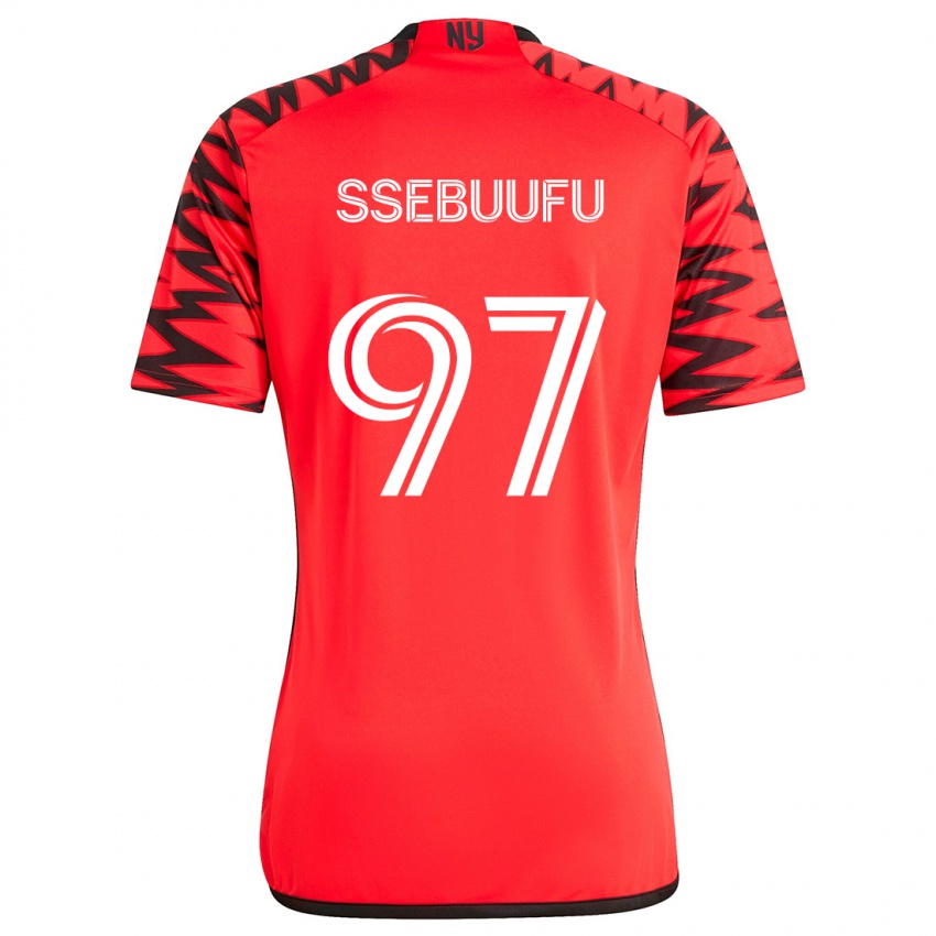 Niño Camiseta Frank Ssebuufu #97 Rojo Negro Blanco 2ª Equipación 2024/25 La Camisa Chile