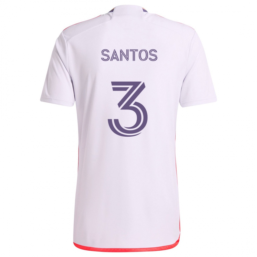 Niño Camiseta Rafael Santos #3 Blanco Rojo Púrpura 2ª Equipación 2024/25 La Camisa Chile