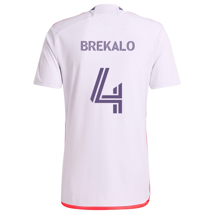 Niño Camiseta David Brekalo #4 Blanco Rojo Púrpura 2ª Equipación 2024/25 La Camisa Chile