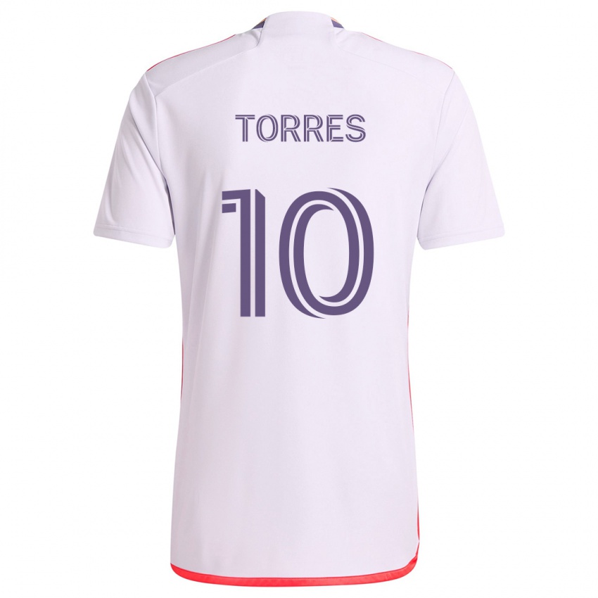 Niño Camiseta Facundo Torres #10 Blanco Rojo Púrpura 2ª Equipación 2024/25 La Camisa Chile