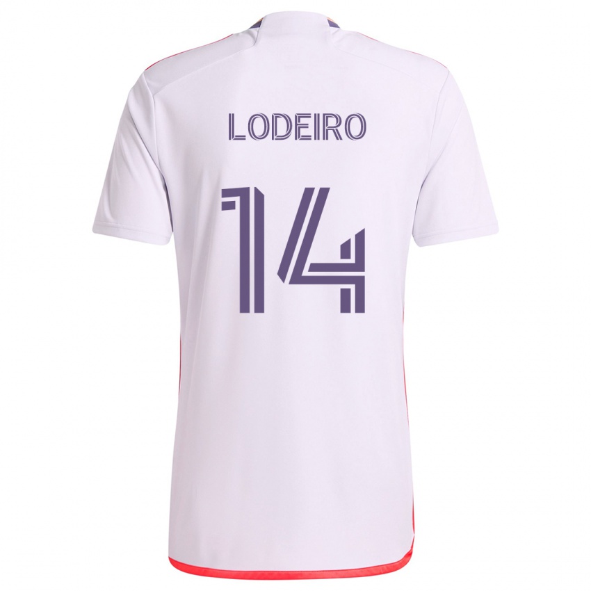 Niño Camiseta Nicolás Lodeiro #14 Blanco Rojo Púrpura 2ª Equipación 2024/25 La Camisa Chile