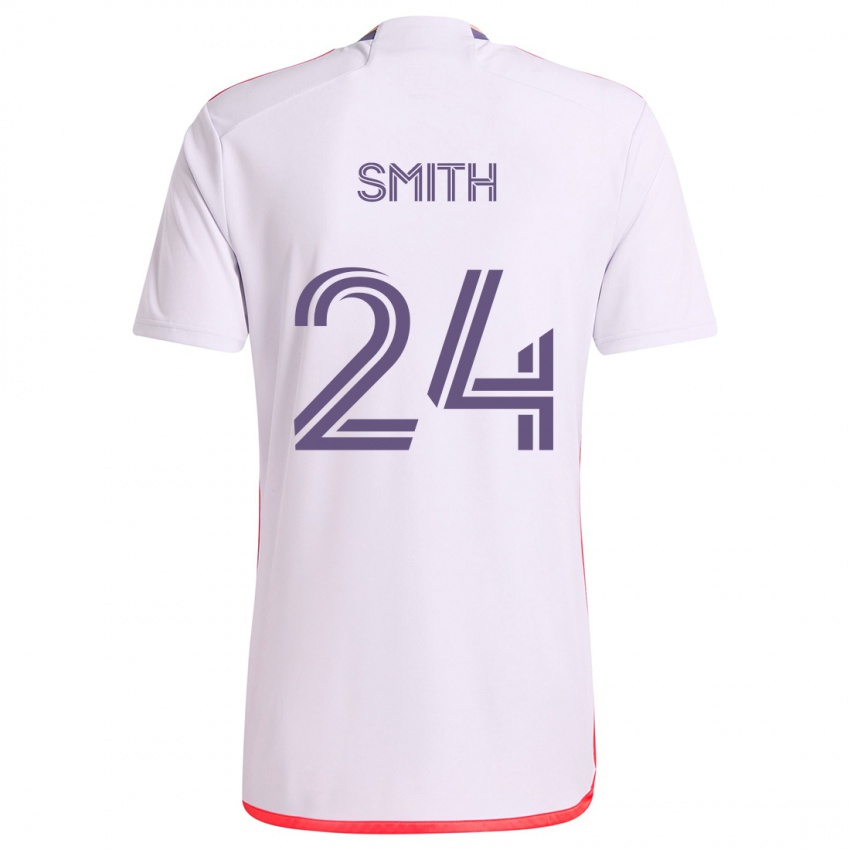 Niño Camiseta Kyle Smith #24 Blanco Rojo Púrpura 2ª Equipación 2024/25 La Camisa Chile