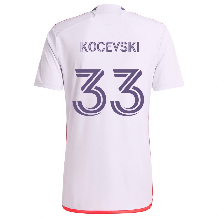 Niño Camiseta Jeorgio Kocevski #33 Blanco Rojo Púrpura 2ª Equipación 2024/25 La Camisa Chile