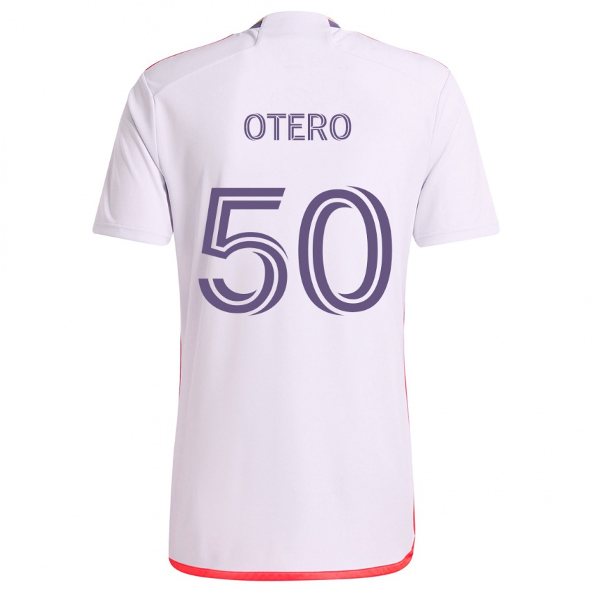 Niño Camiseta Javier Otero #50 Blanco Rojo Púrpura 2ª Equipación 2024/25 La Camisa Chile