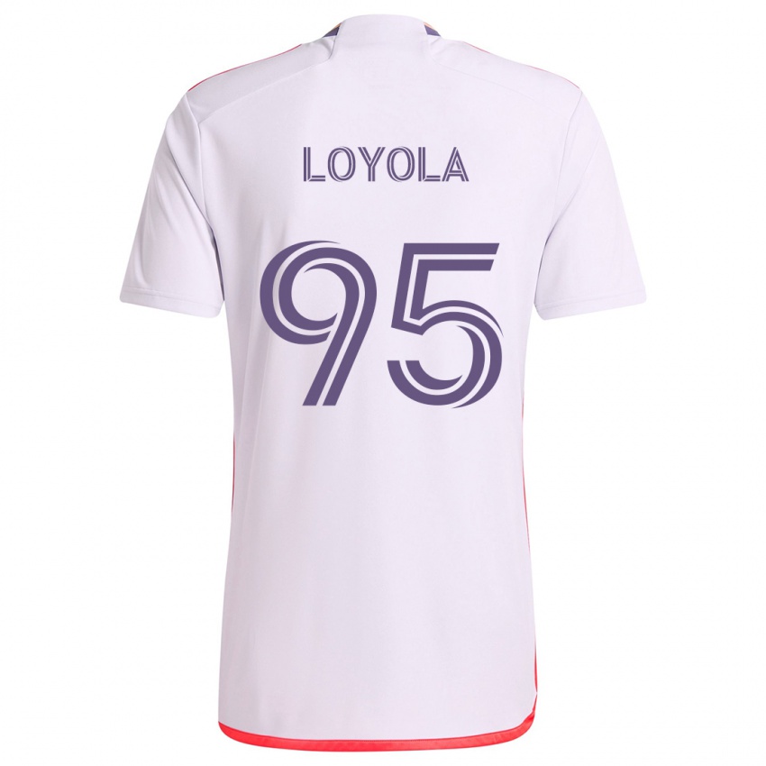 Niño Camiseta Favian Loyola #95 Blanco Rojo Púrpura 2ª Equipación 2024/25 La Camisa Chile