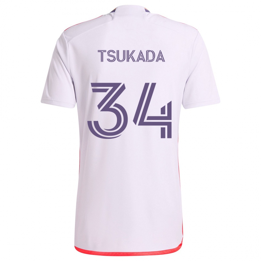 Niño Camiseta Yutaro Tsukada #34 Blanco Rojo Púrpura 2ª Equipación 2024/25 La Camisa Chile