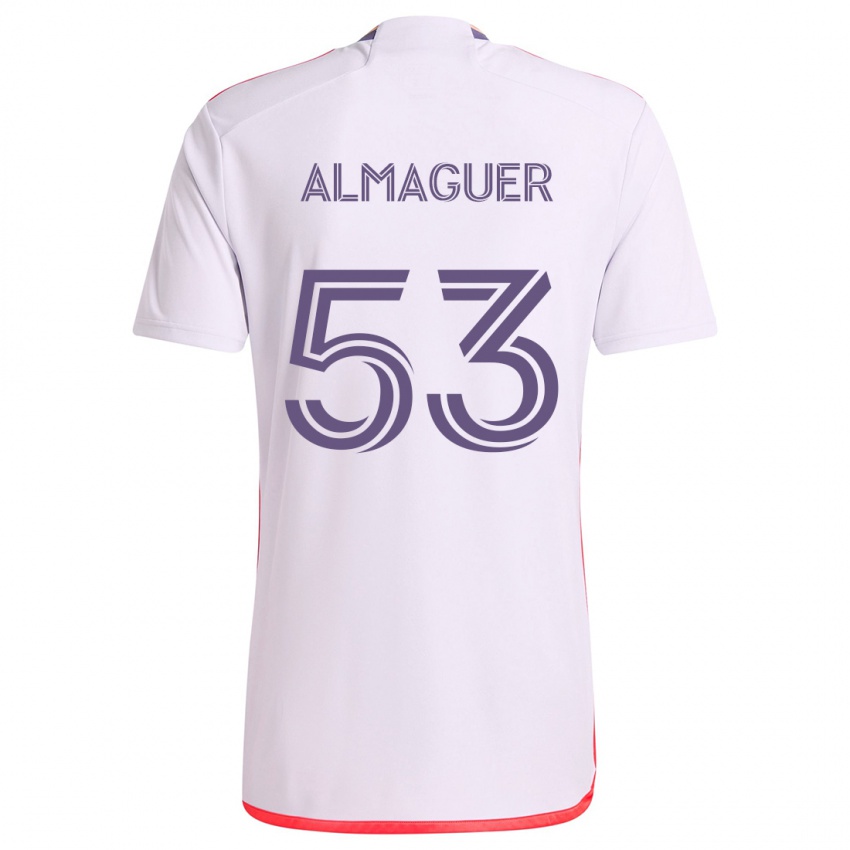 Niño Camiseta Jorge Almaguer #53 Blanco Rojo Púrpura 2ª Equipación 2024/25 La Camisa Chile