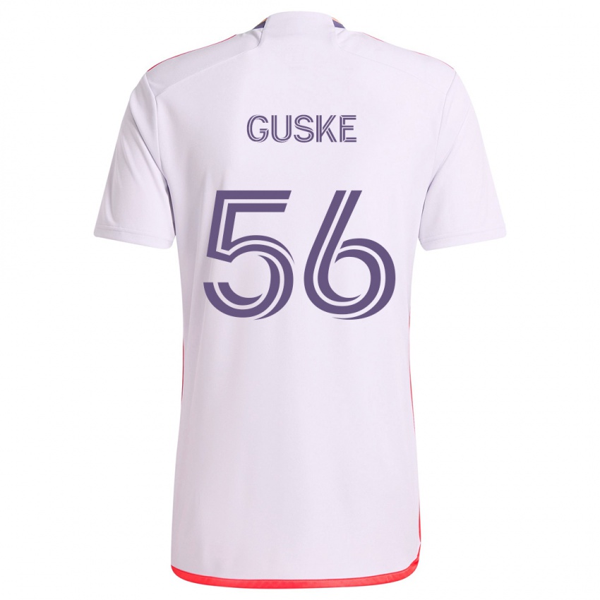 Niño Camiseta Colin Guske #56 Blanco Rojo Púrpura 2ª Equipación 2024/25 La Camisa Chile