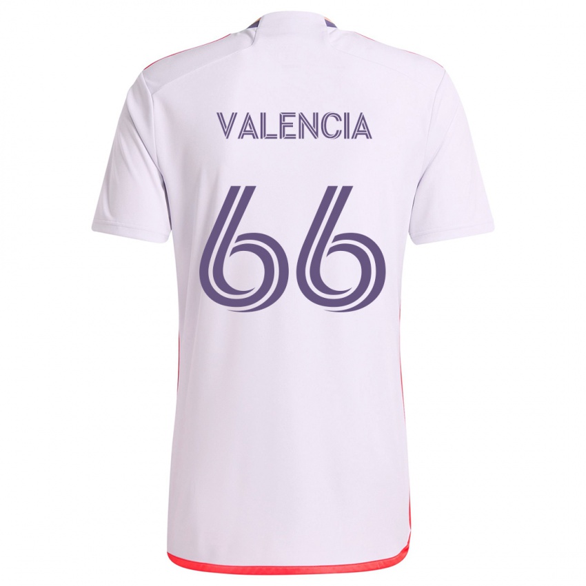 Niño Camiseta Yeiler Valencia #66 Blanco Rojo Púrpura 2ª Equipación 2024/25 La Camisa Chile