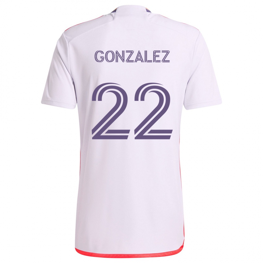 Niño Camiseta Gastón González #22 Blanco Rojo Púrpura 2ª Equipación 2024/25 La Camisa Chile