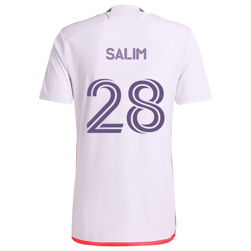 Niño Camiseta Abdi Salim #28 Blanco Rojo Púrpura 2ª Equipación 2024/25 La Camisa Chile