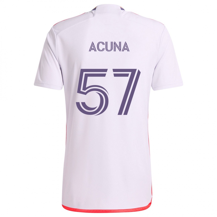 Niño Camiseta Cristofer Acuña #57 Blanco Rojo Púrpura 2ª Equipación 2024/25 La Camisa Chile