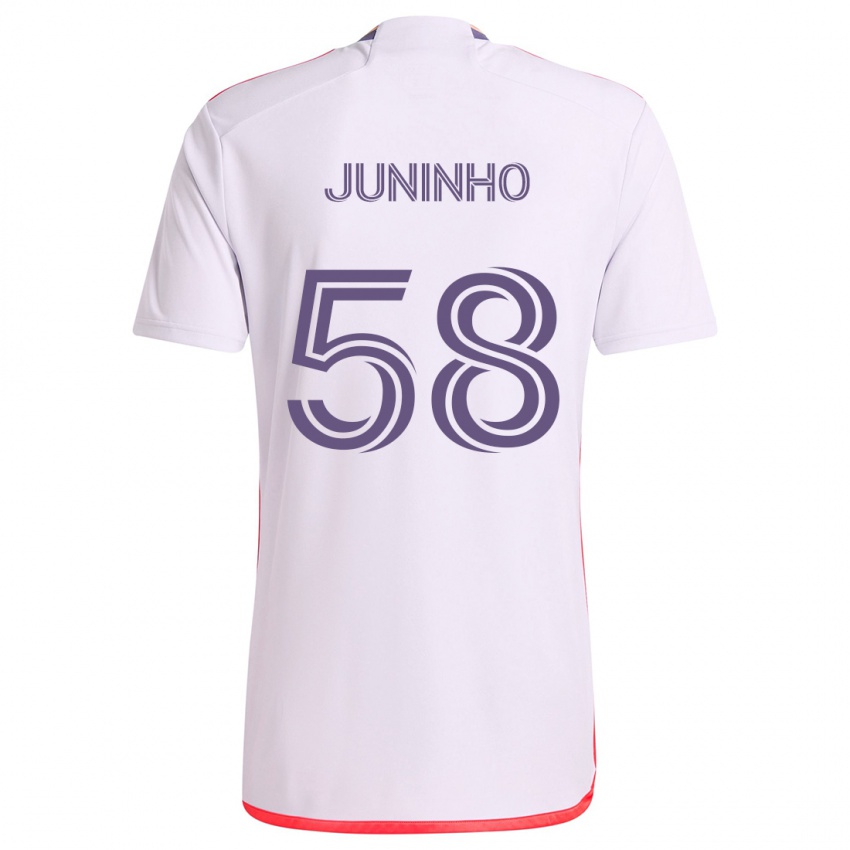 Niño Camiseta Juninho #58 Blanco Rojo Púrpura 2ª Equipación 2024/25 La Camisa Chile