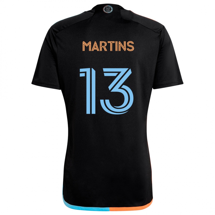 Niño Camiseta Thiago Martins #13 Negro Naranja Azul 2ª Equipación 2024/25 La Camisa Chile