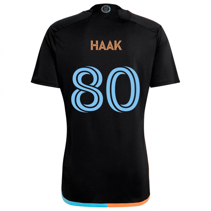 Niño Camiseta Justin Haak #80 Negro Naranja Azul 2ª Equipación 2024/25 La Camisa Chile