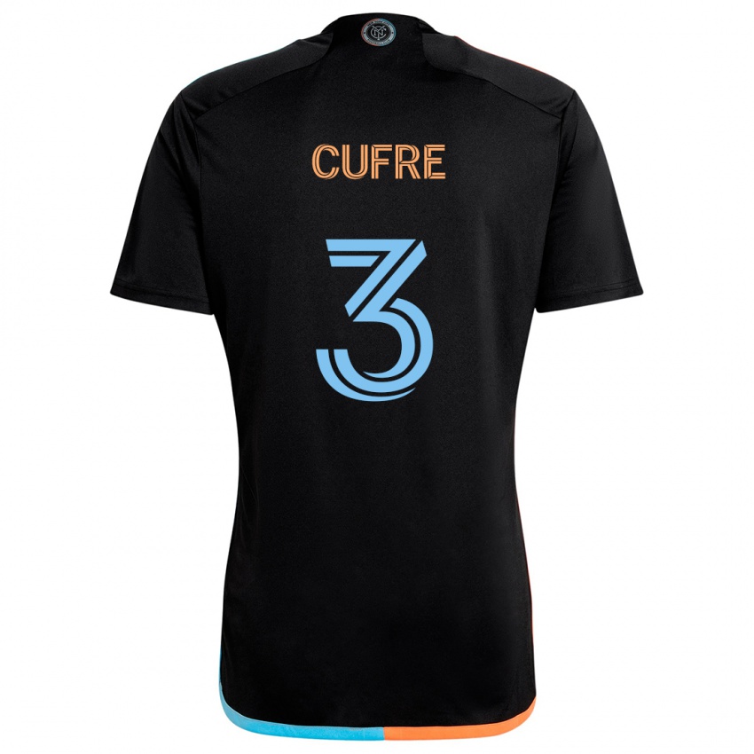 Niño Camiseta Braian Cufré #3 Negro Naranja Azul 2ª Equipación 2024/25 La Camisa Chile