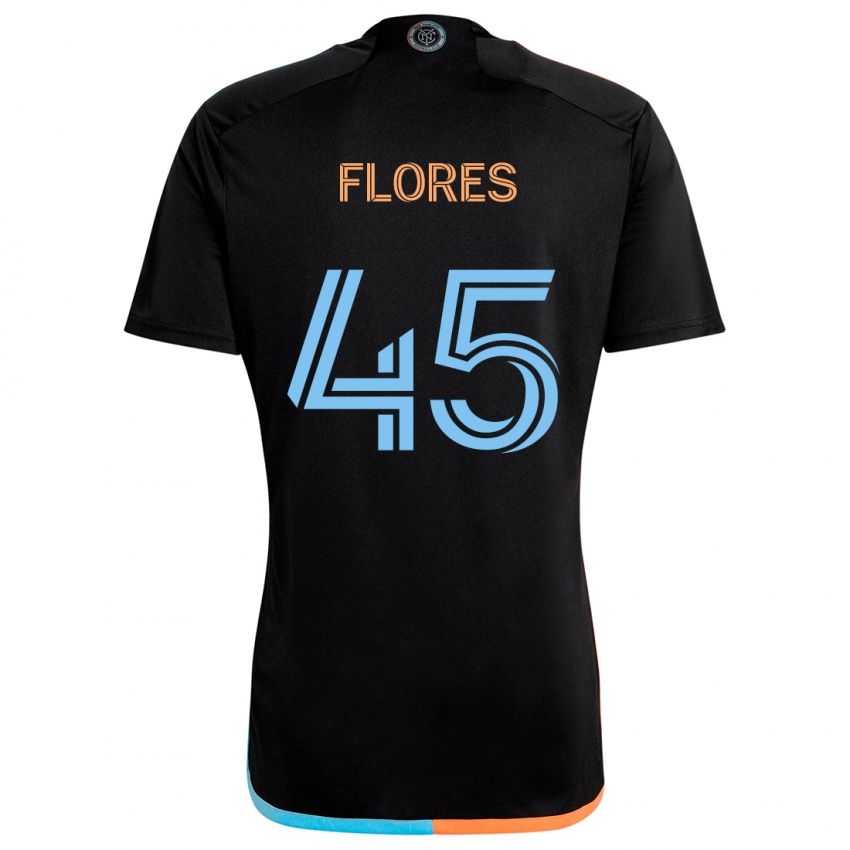 Niño Camiseta Brian Flores #45 Negro Naranja Azul 2ª Equipación 2024/25 La Camisa Chile