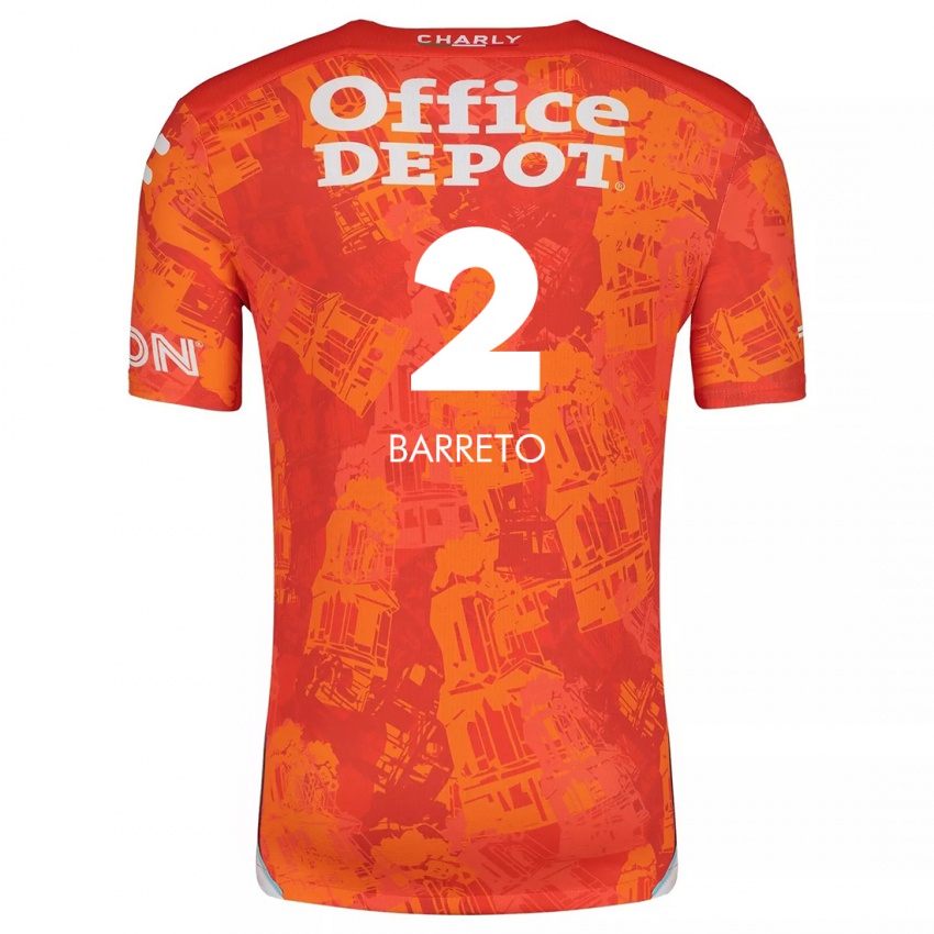 Niño Camiseta Sergio Barreto #2 Naranja Blanco 2ª Equipación 2024/25 La Camisa Chile