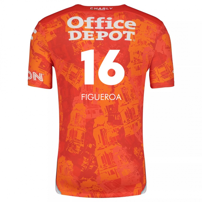 Niño Camiseta Antonio Figueroa #16 Naranja Blanco 2ª Equipación 2024/25 La Camisa Chile