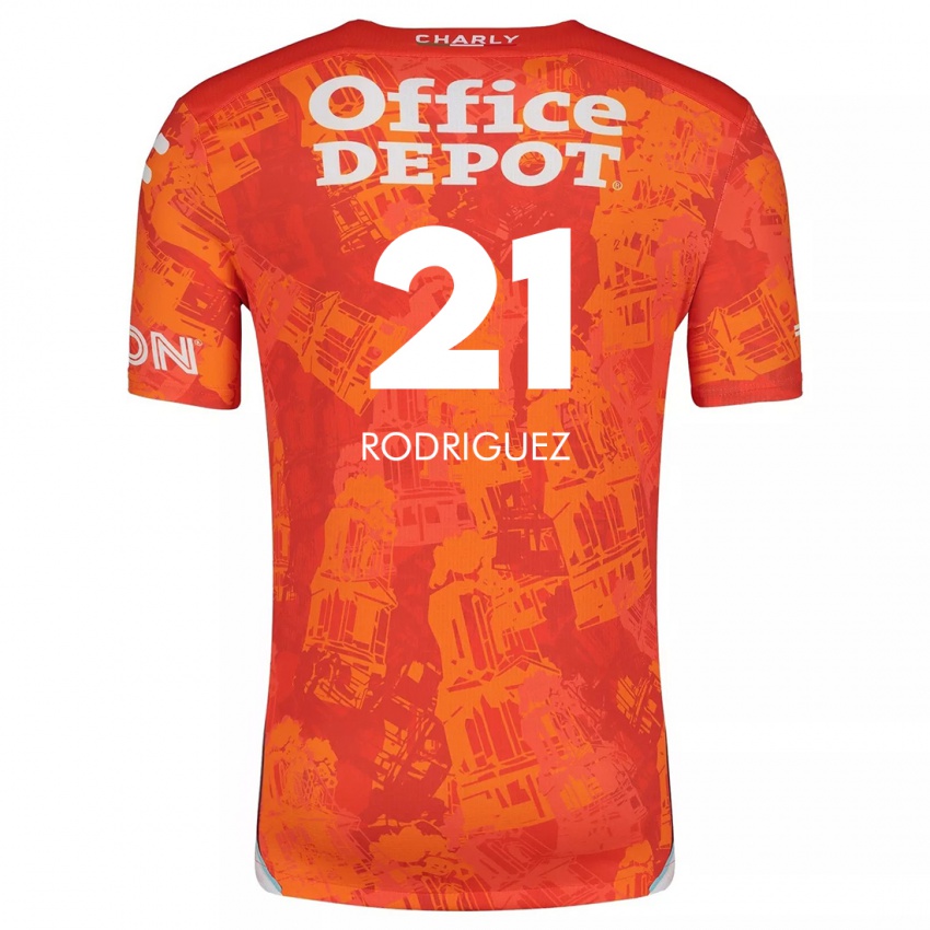 Niño Camiseta Valentín Rodríguez #21 Naranja Blanco 2ª Equipación 2024/25 La Camisa Chile