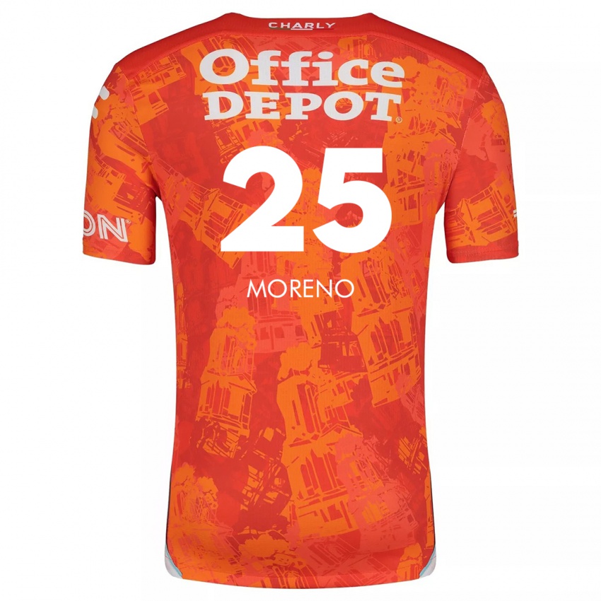 Niño Camiseta Carlos Moreno #25 Naranja Blanco 2ª Equipación 2024/25 La Camisa Chile