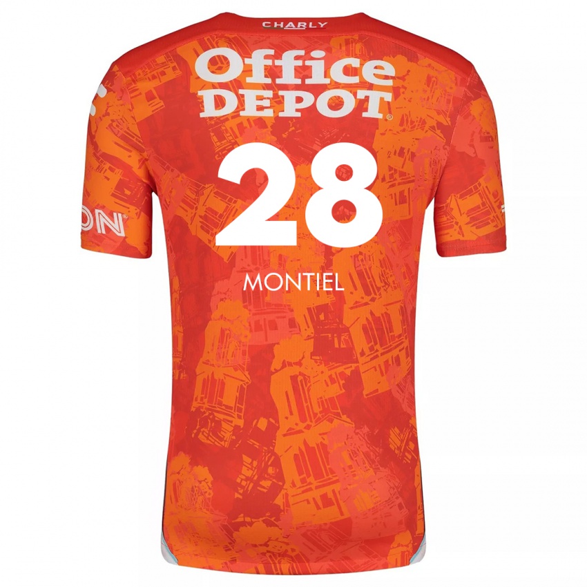 Niño Camiseta Elías Montiel #28 Naranja Blanco 2ª Equipación 2024/25 La Camisa Chile