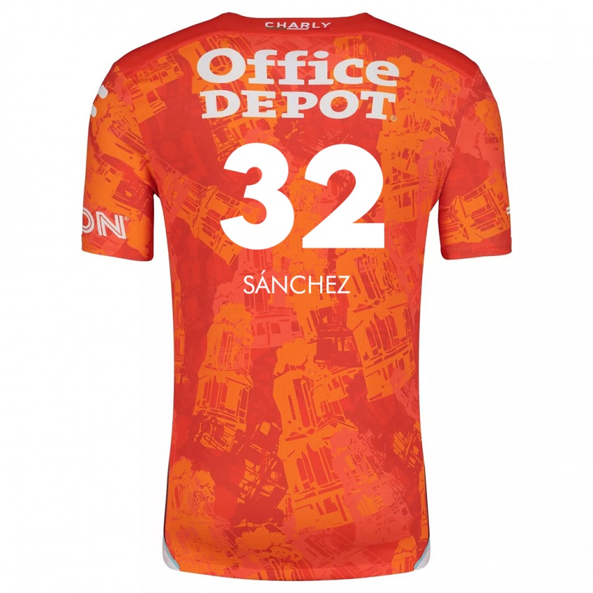 Niño Camiseta Carlos Sánchez #32 Naranja Blanco 2ª Equipación 2024/25 La Camisa Chile