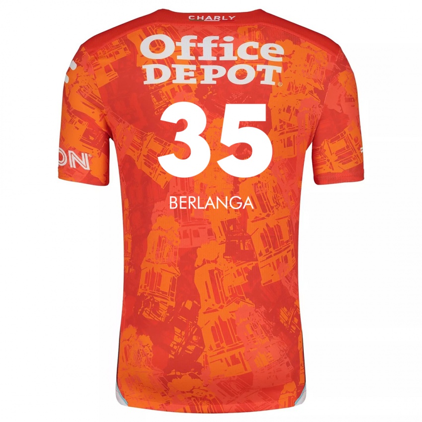 Niño Camiseta Jorge Berlanga #35 Naranja Blanco 2ª Equipación 2024/25 La Camisa Chile