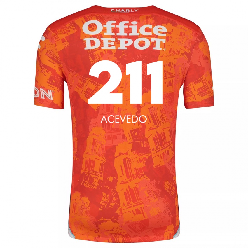 Niño Camiseta Gerardo Acevedo #211 Naranja Blanco 2ª Equipación 2024/25 La Camisa Chile