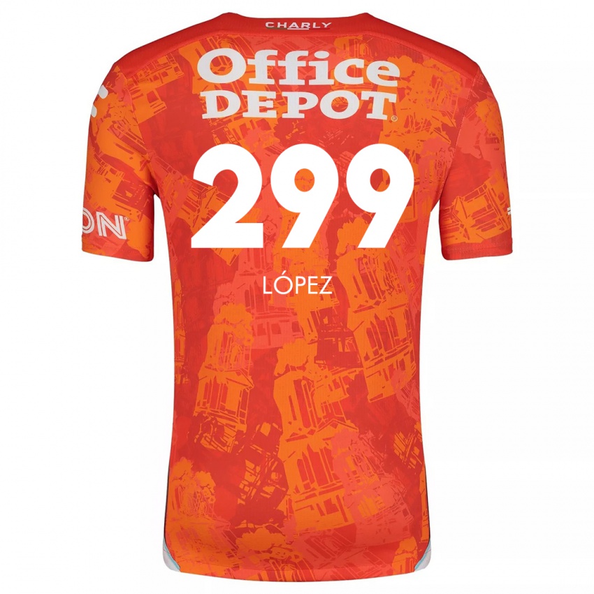 Niño Camiseta Santiago López #299 Naranja Blanco 2ª Equipación 2024/25 La Camisa Chile