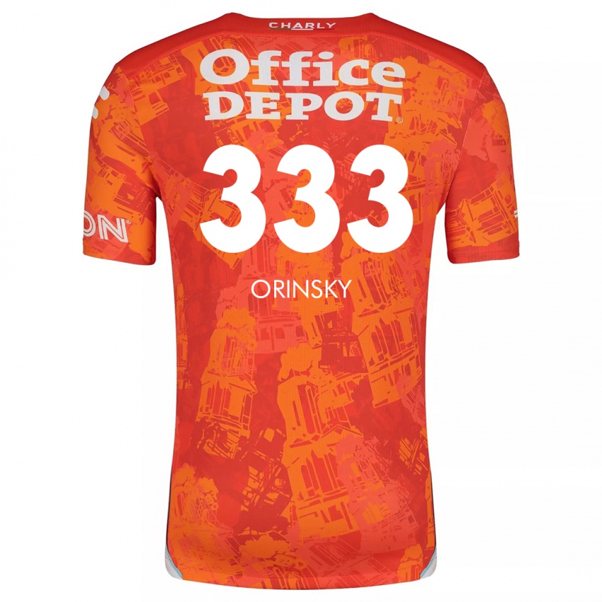 Niño Camiseta Edson Orinsky #333 Naranja Blanco 2ª Equipación 2024/25 La Camisa Chile