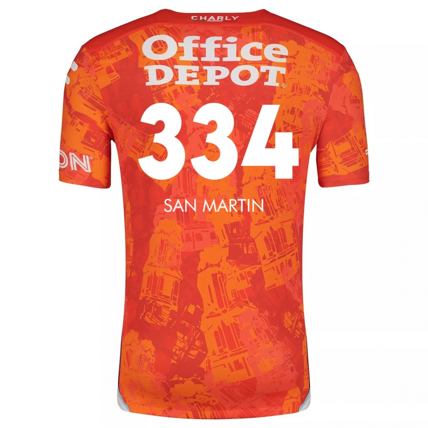 Niño Camiseta Uziel San Martín #334 Naranja Blanco 2ª Equipación 2024/25 La Camisa Chile