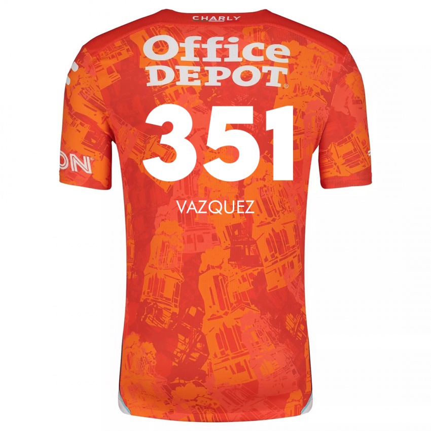 Niño Camiseta Maximo Vázquez #351 Naranja Blanco 2ª Equipación 2024/25 La Camisa Chile