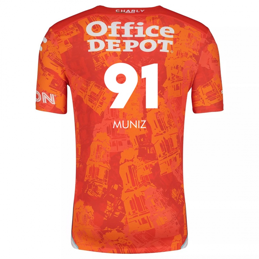 Niño Camiseta Brandon Muñiz #91 Naranja Blanco 2ª Equipación 2024/25 La Camisa Chile