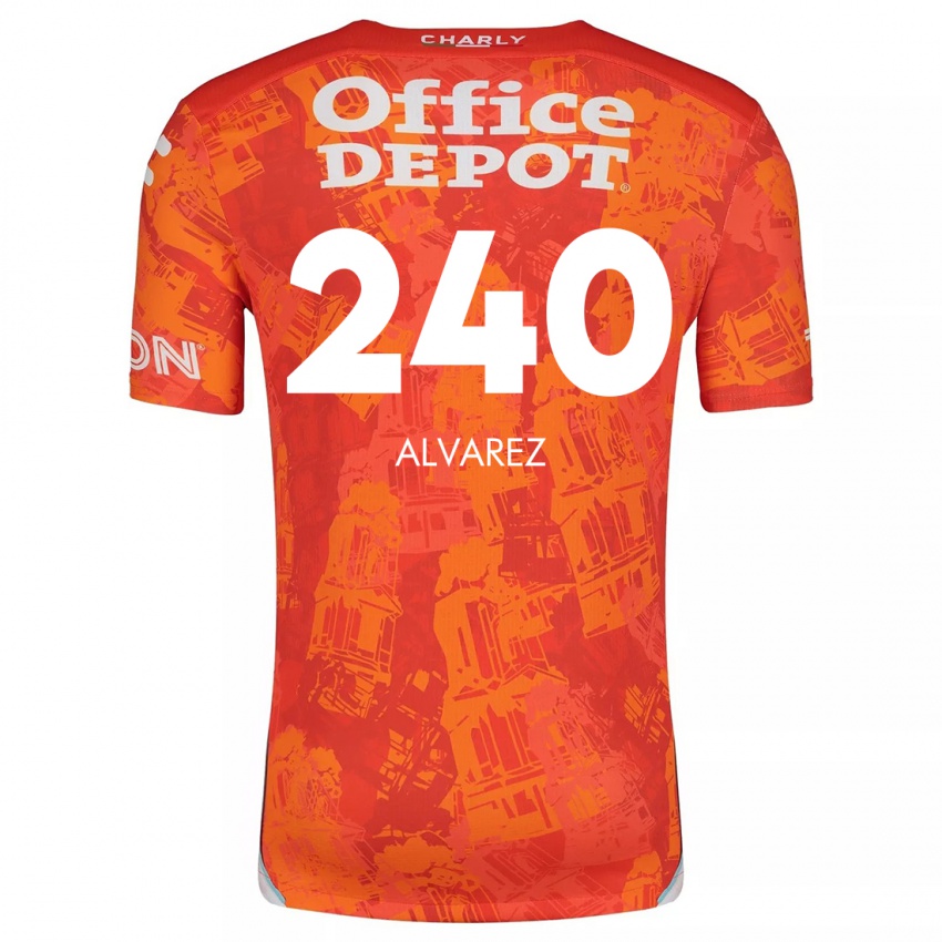 Niño Camiseta Gael Álvarez #240 Naranja Blanco 2ª Equipación 2024/25 La Camisa Chile