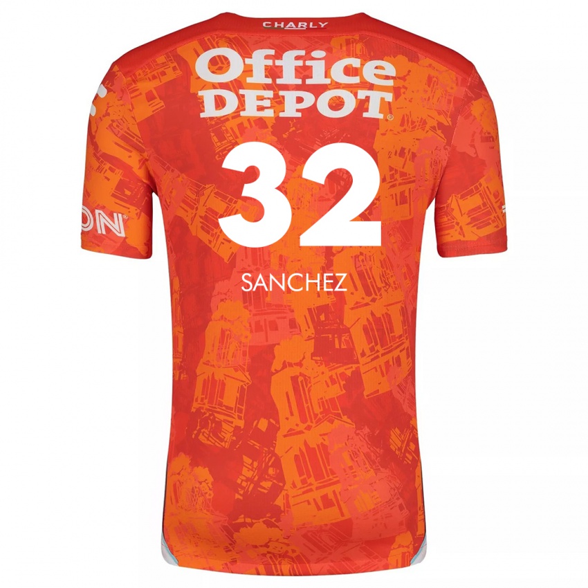 Niño Camiseta Luis Sánchez #32 Naranja Blanco 2ª Equipación 2024/25 La Camisa Chile