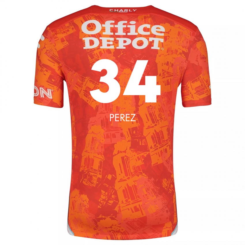 Niño Camiseta Julio Pérez #34 Naranja Blanco 2ª Equipación 2024/25 La Camisa Chile