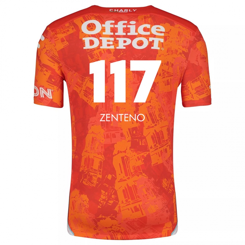 Niño Camiseta Gustavo Zenteno #117 Naranja Blanco 2ª Equipación 2024/25 La Camisa Chile