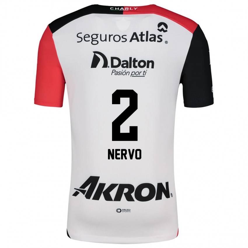 Niño Camiseta Hugo Nervo #2 Blanco Rojo Negro 2ª Equipación 2024/25 La Camisa Chile