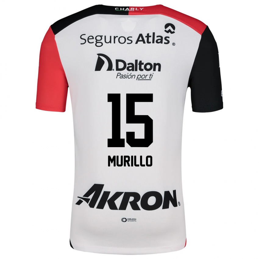 Niño Camiseta Jhon Murillo #15 Blanco Rojo Negro 2ª Equipación 2024/25 La Camisa Chile