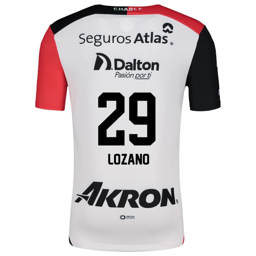 Niño Camiseta Brian Lozano #29 Blanco Rojo Negro 2ª Equipación 2024/25 La Camisa Chile