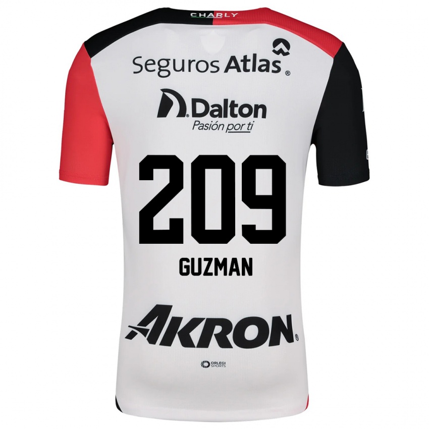 Niño Camiseta Jorge Guzmán #209 Blanco Rojo Negro 2ª Equipación 2024/25 La Camisa Chile