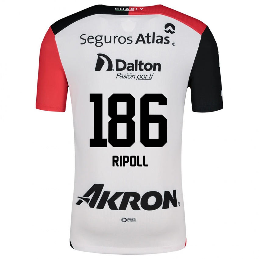 Niño Camiseta Alonso Ripoll #186 Blanco Rojo Negro 2ª Equipación 2024/25 La Camisa Chile