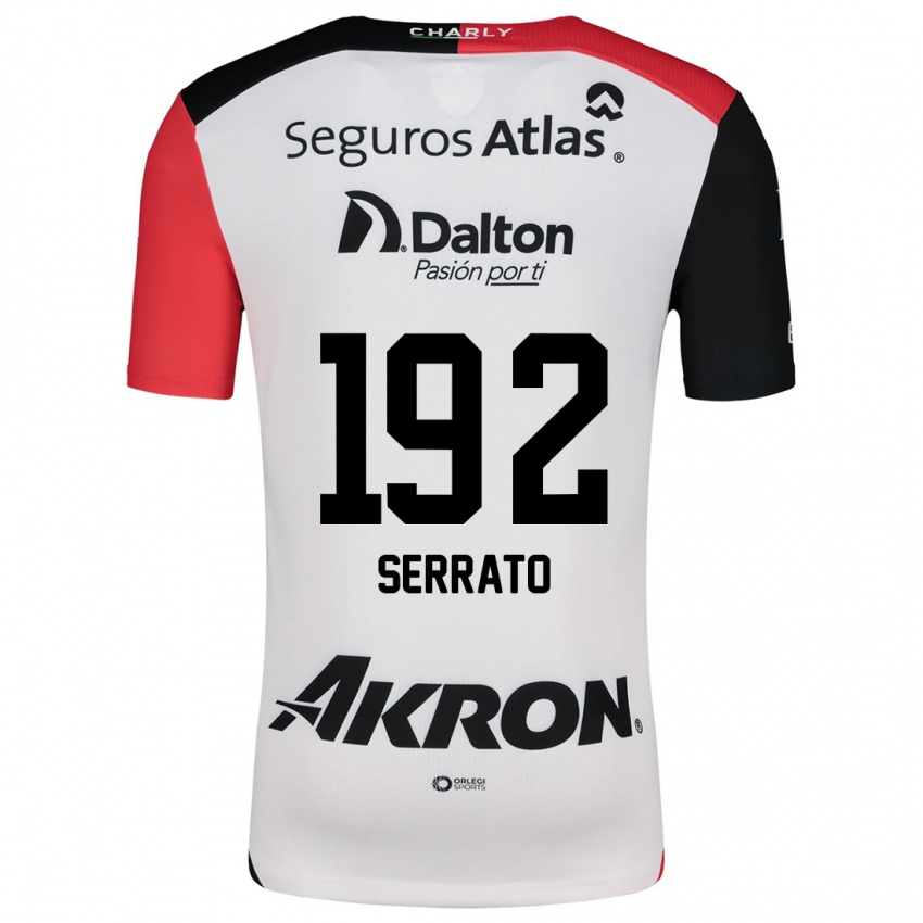 Niño Camiseta Jesús Serrato #192 Blanco Rojo Negro 2ª Equipación 2024/25 La Camisa Chile