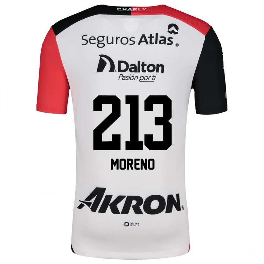 Niño Camiseta Eduardo Moreno #213 Blanco Rojo Negro 2ª Equipación 2024/25 La Camisa Chile