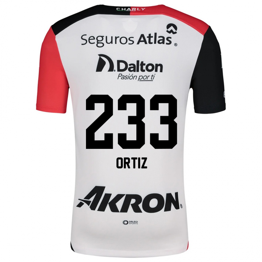 Niño Camiseta Brandon Ortiz #233 Blanco Rojo Negro 2ª Equipación 2024/25 La Camisa Chile