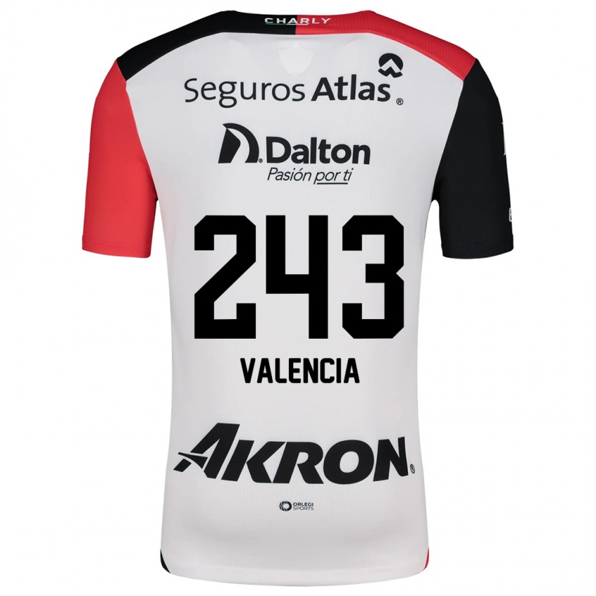 Niño Camiseta Luis Valencia #243 Blanco Rojo Negro 2ª Equipación 2024/25 La Camisa Chile