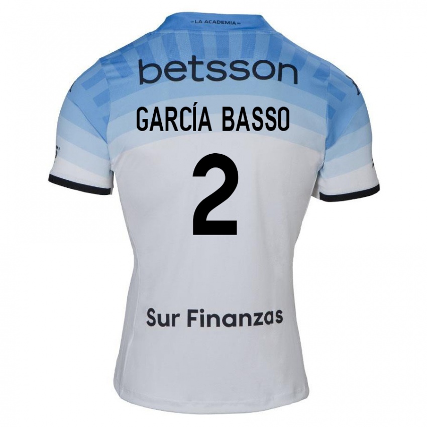 Niño Camiseta Agustín García Basso #2 Blanco Azul Negro 2ª Equipación 2024/25 La Camisa Chile