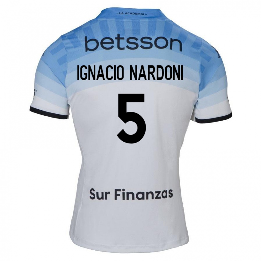 Niño Camiseta Juan Ignacio Nardoni #5 Blanco Azul Negro 2ª Equipación 2024/25 La Camisa Chile